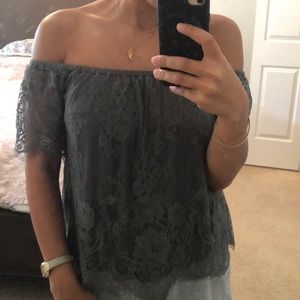 American Eagle olive green off the shoulder top